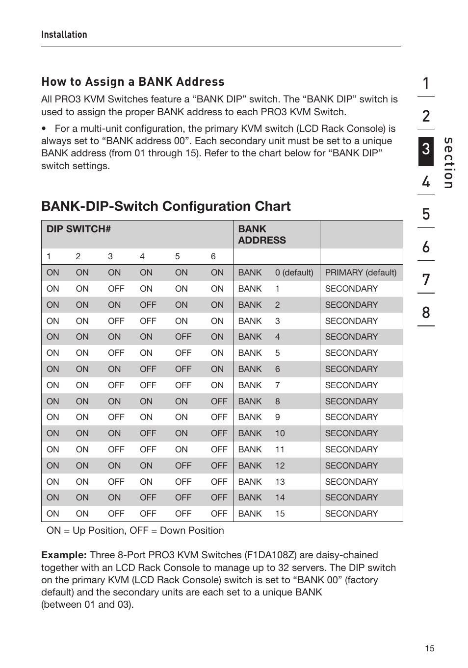 Bank-dip-switch configuration chart, How to assign a bank address | Belkin F1DC116C-US User Manual | Page 17 / 40