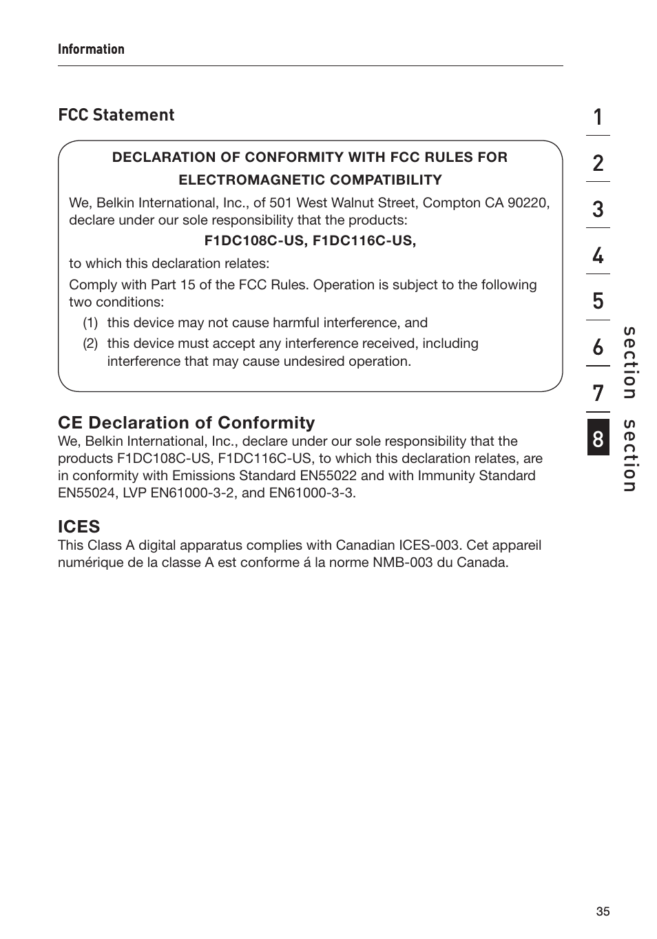 Belkin F1DC116C-US User Manual | Page 37 / 40