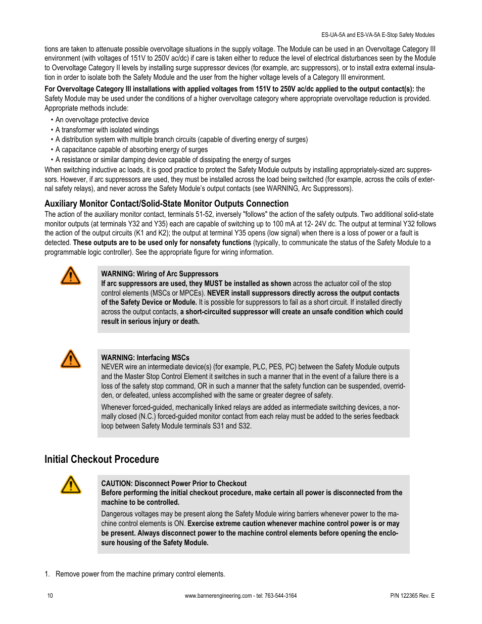 Initial checkout procedure | Banner ES-FA-6G Safety Module User Manual | Page 10 / 16