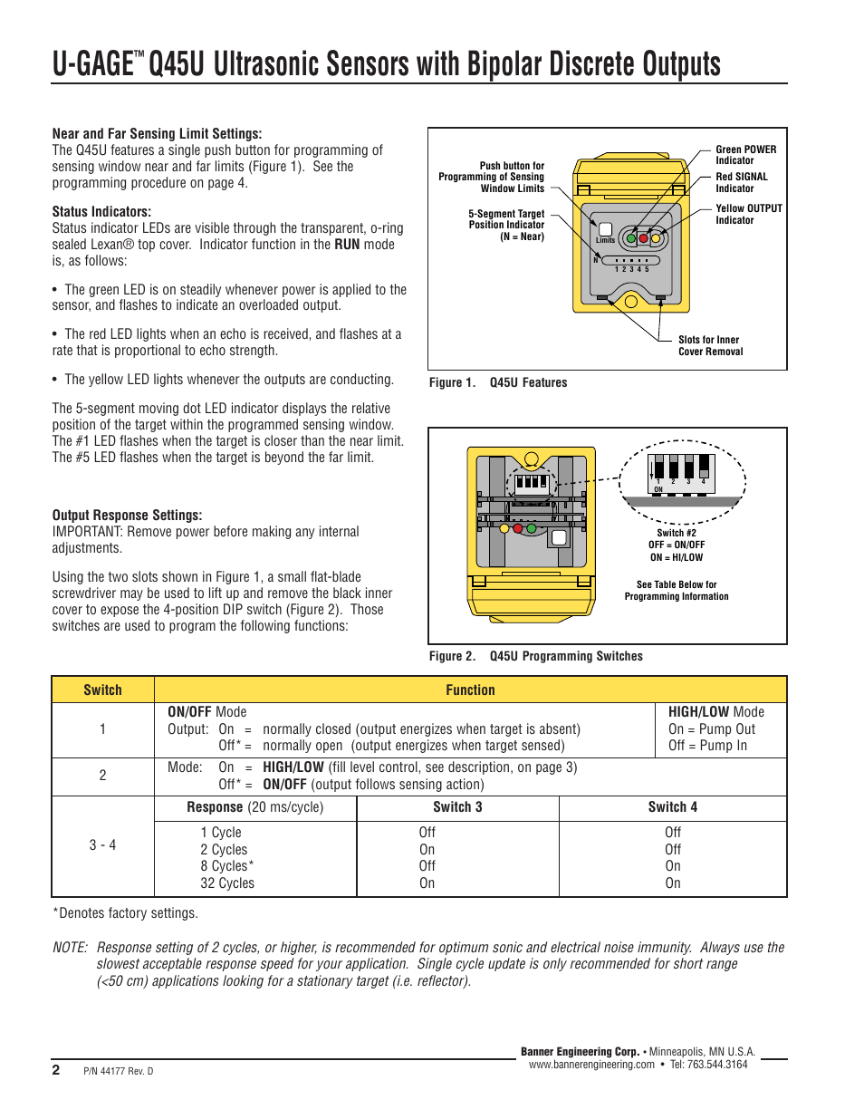 U-gage | Banner U-GAGE Q45U Series—Analog User Manual | Page 2 / 8