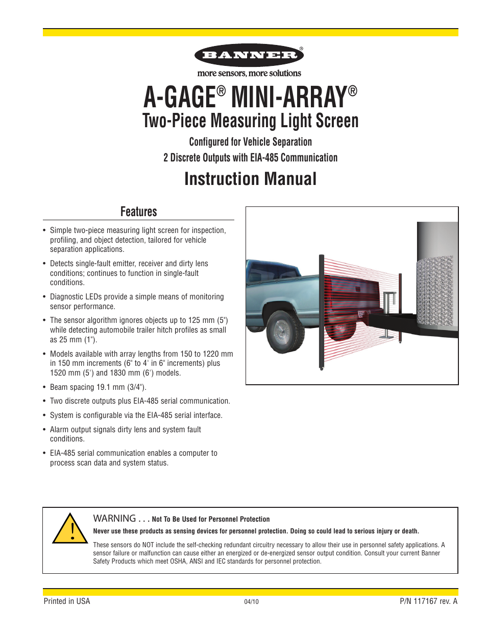 Banner A-GAGE MINI-ARRAY Series User Manual | 16 pages