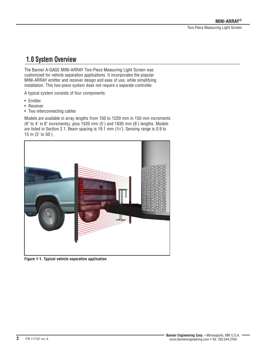 0 system overview | Banner A-GAGE MINI-ARRAY Series User Manual | Page 2 / 16