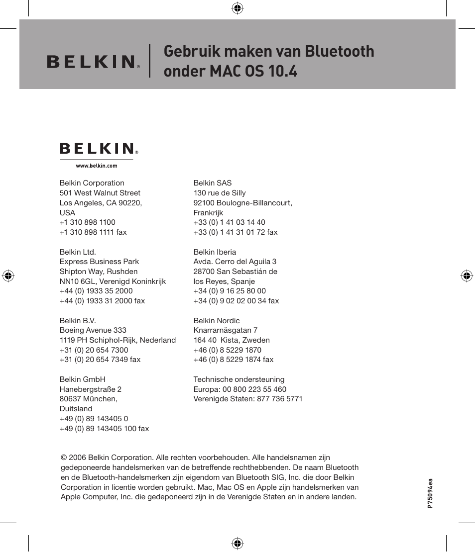 Belkin P75094EA User Manual | Page 32 / 48