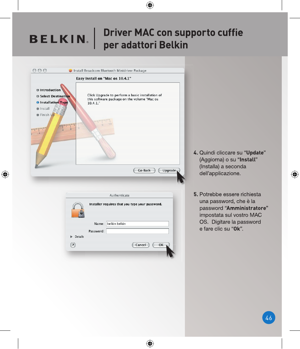 Driver mac con supporto cuffie per adattori belkin | Belkin P75094EA User Manual | Page 46 / 48