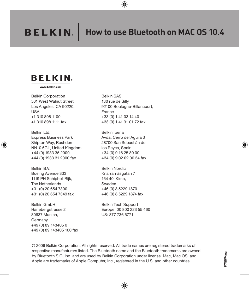 Belkin P75094EA User Manual | Page 8 / 48