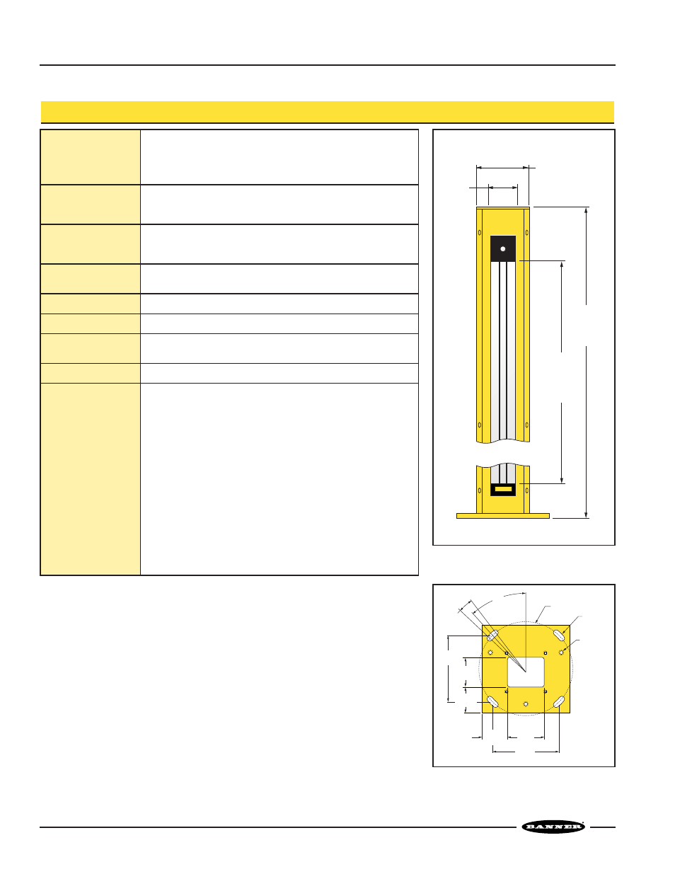 Mini-array, Heated enclosure, Mini-array heated enclosure specifications | Banner A-GAGE MINI-ARRAY Series User Manual | Page 2 / 8