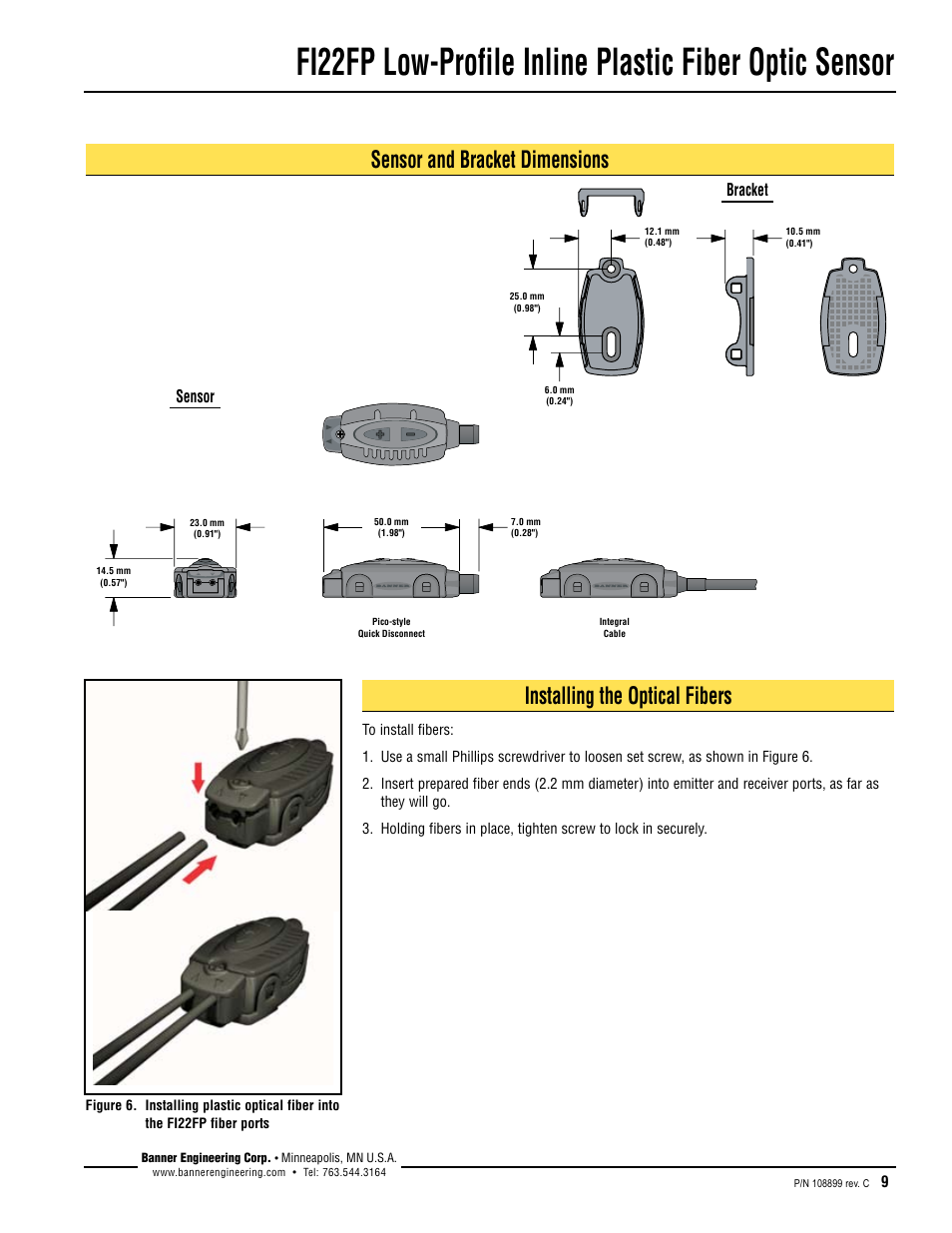 Sensor bracket | Banner FI22 Expert Series User Manual | Page 9 / 12