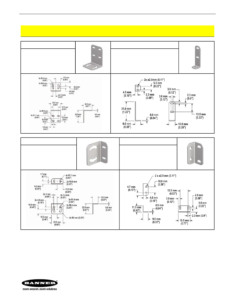 Accessory mounting brackets | Banner VS1 Series User Manual | Page 6 / 6