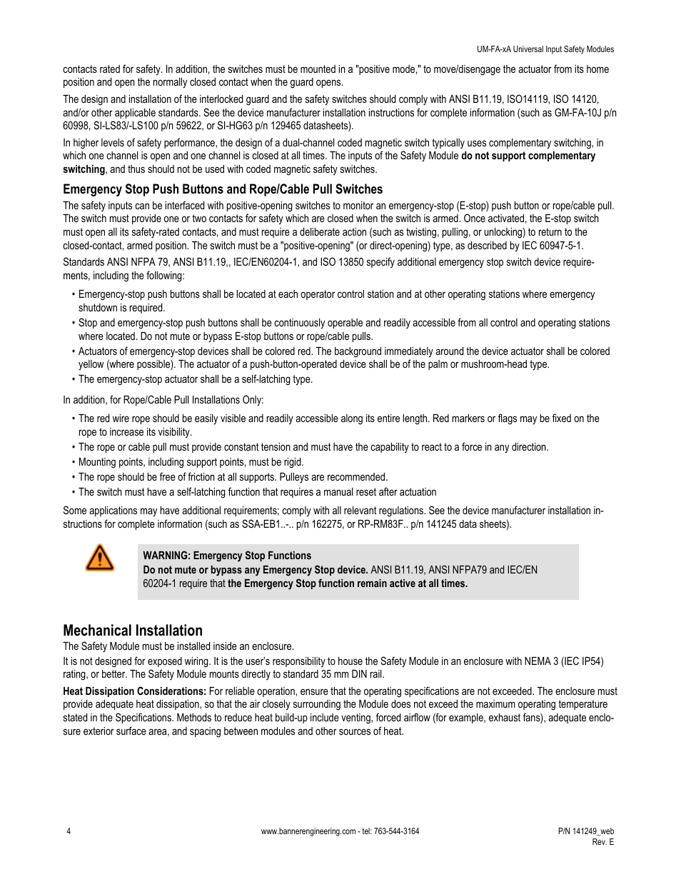 Mechanical installation | Banner Universal Input Safety Modules User Manual | Page 4 / 15