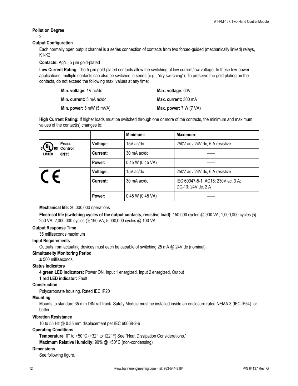 Banner DUO-TOUCH SG Two-Hand Control Safety Modules User Manual | Page 12 / 14