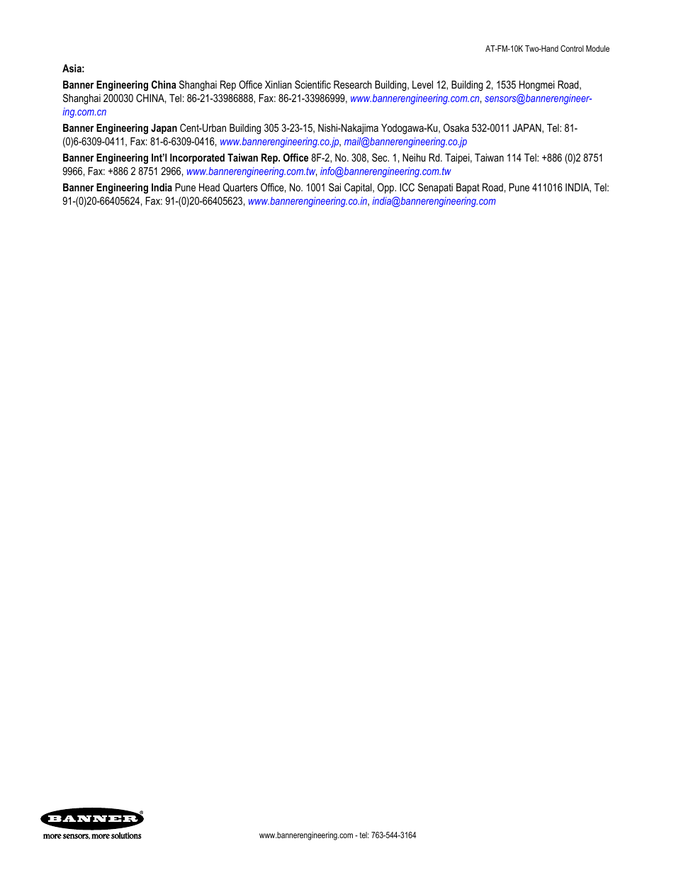Banner DUO-TOUCH SG Two-Hand Control Safety Modules User Manual | Page 14 / 14