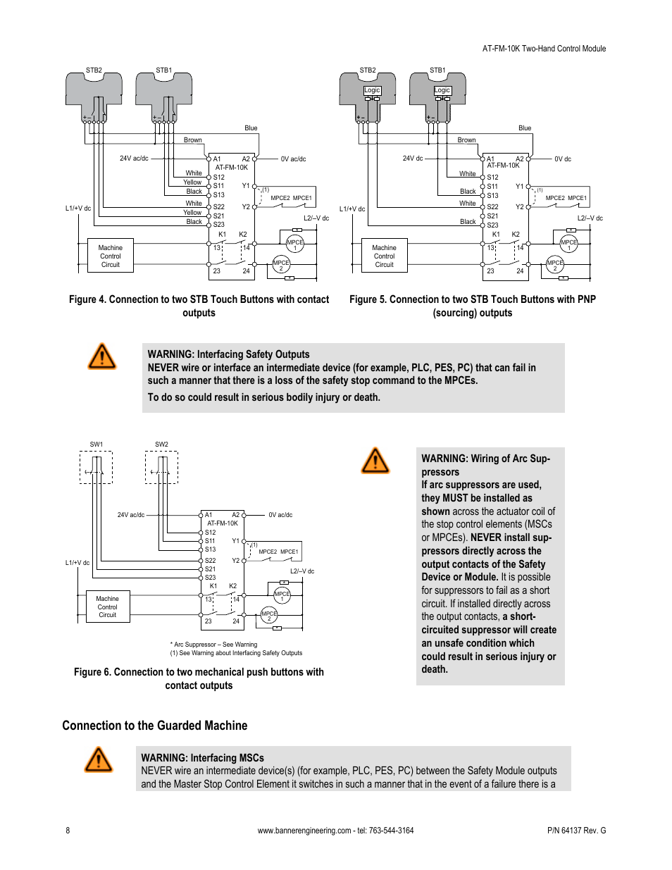 Connection to the guarded machine | Banner DUO-TOUCH SG Two-Hand Control Safety Modules User Manual | Page 8 / 14