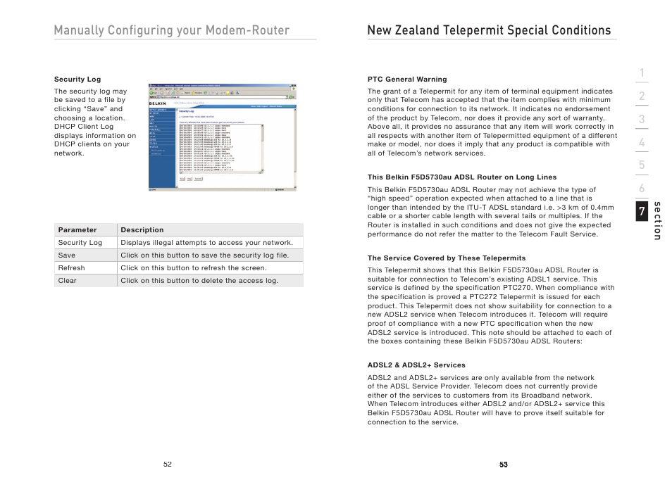 Manually configuring your modem-router, New zealand telepermit special conditions | Belkin F5D5630AU User Manual | Page 28 / 28