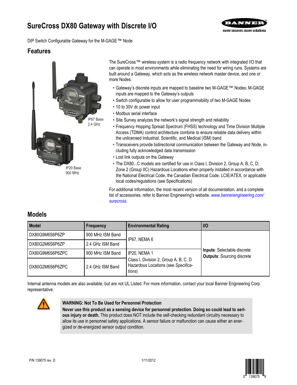 Banner SureCross DX80 Wireless Networks User Manual | 11 pages