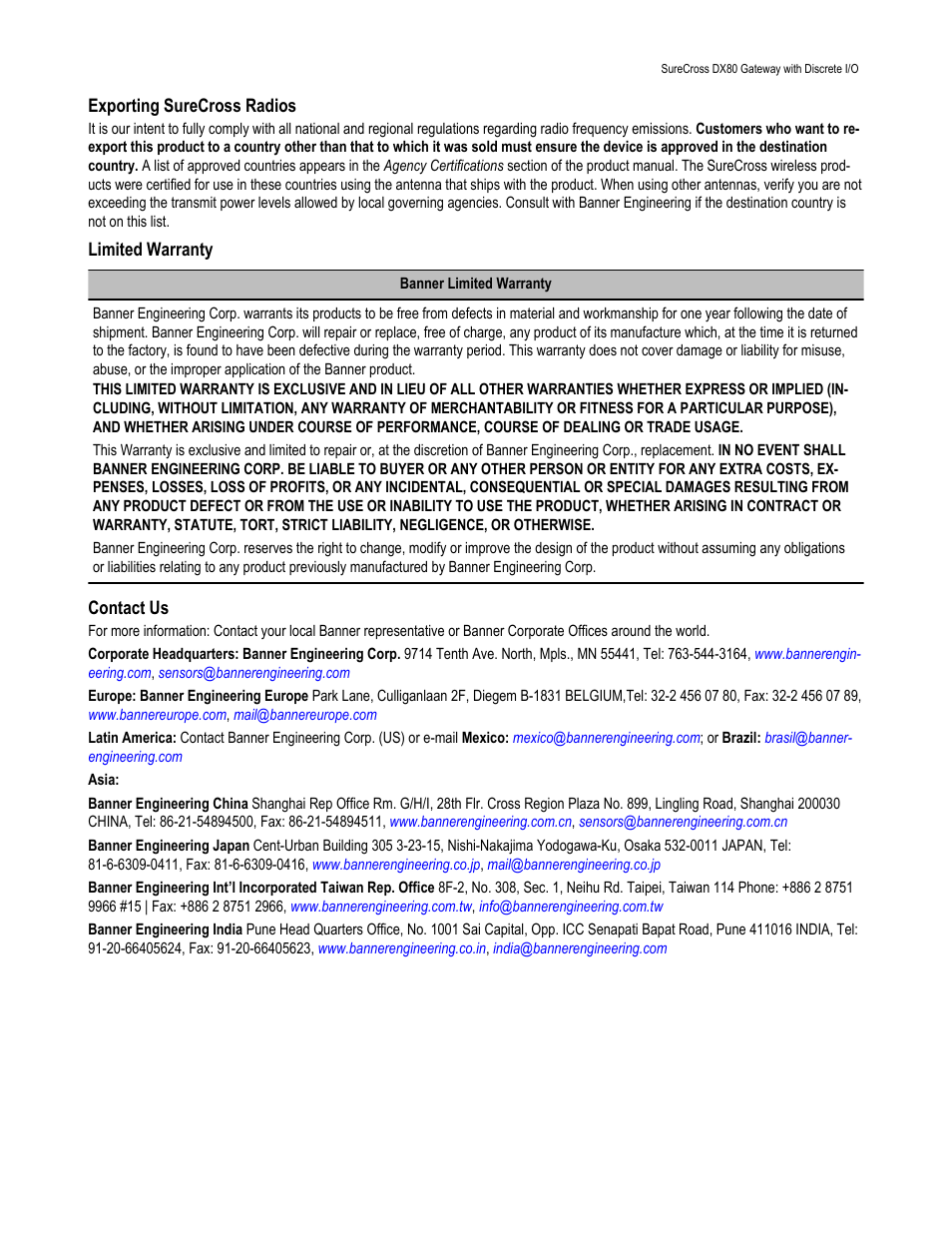 Banner SureCross DX80 Wireless Networks User Manual | Page 11 / 11