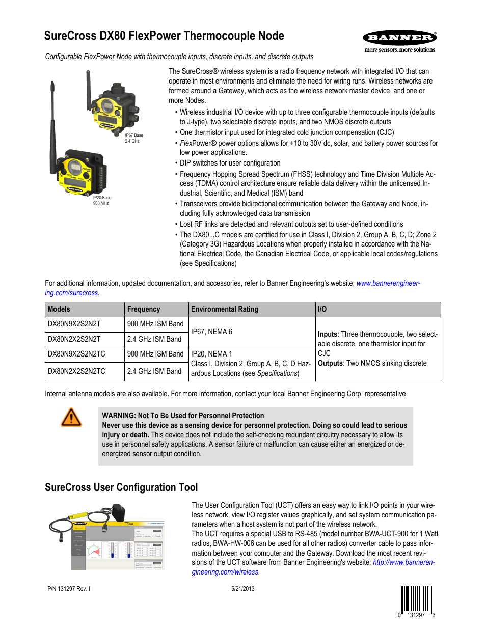 Banner SureCross DX80 Wireless Networks User Manual | 9 pages