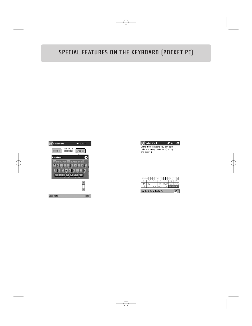 Special features on the keyboard (pocket pc) | Belkin F8U1500 User Manual | Page 16 / 23