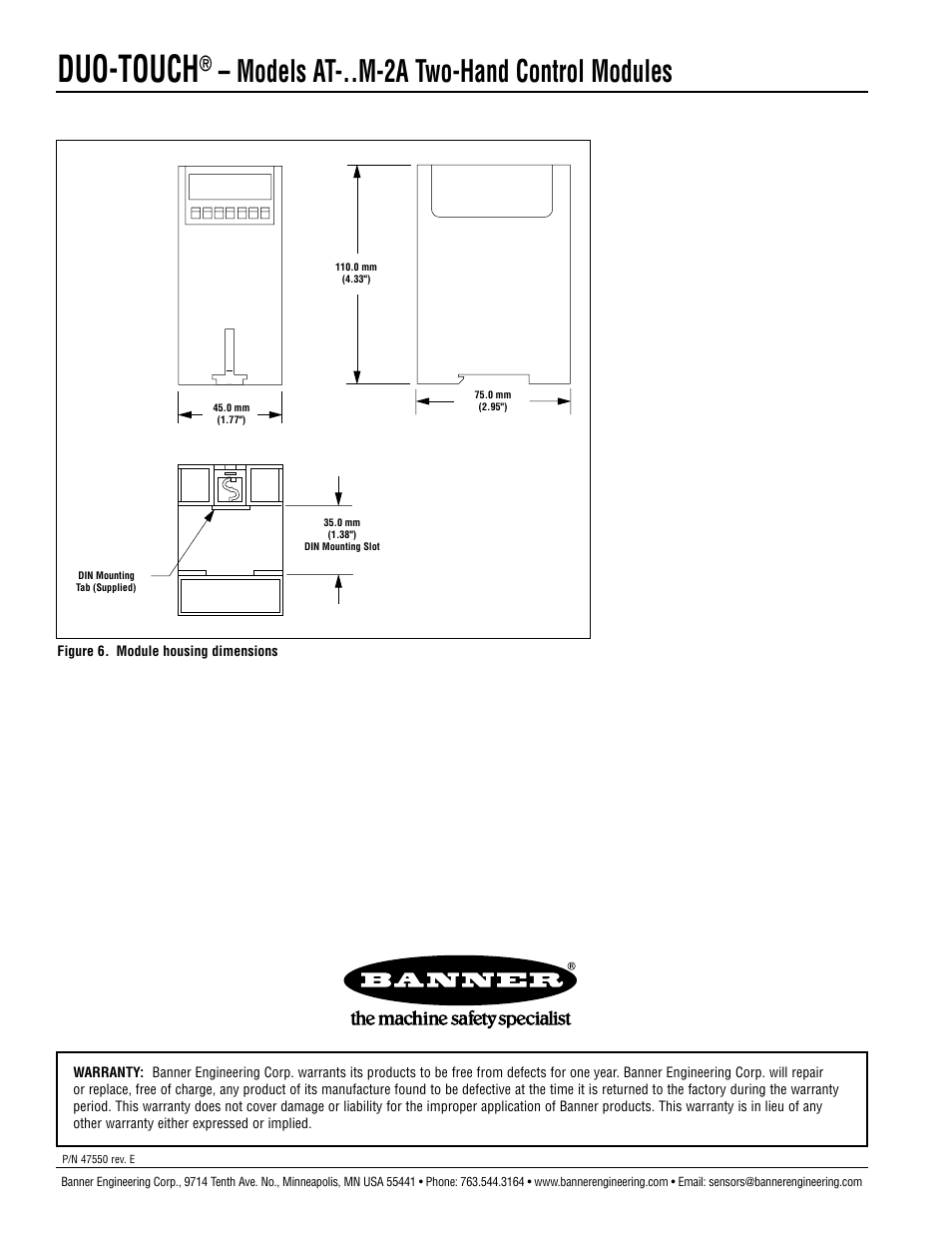 Duo-touch, Models at-..m-2a two-hand control modules | Banner DUO-TOUCH Two-Hand Control Modules User Manual | Page 12 / 12