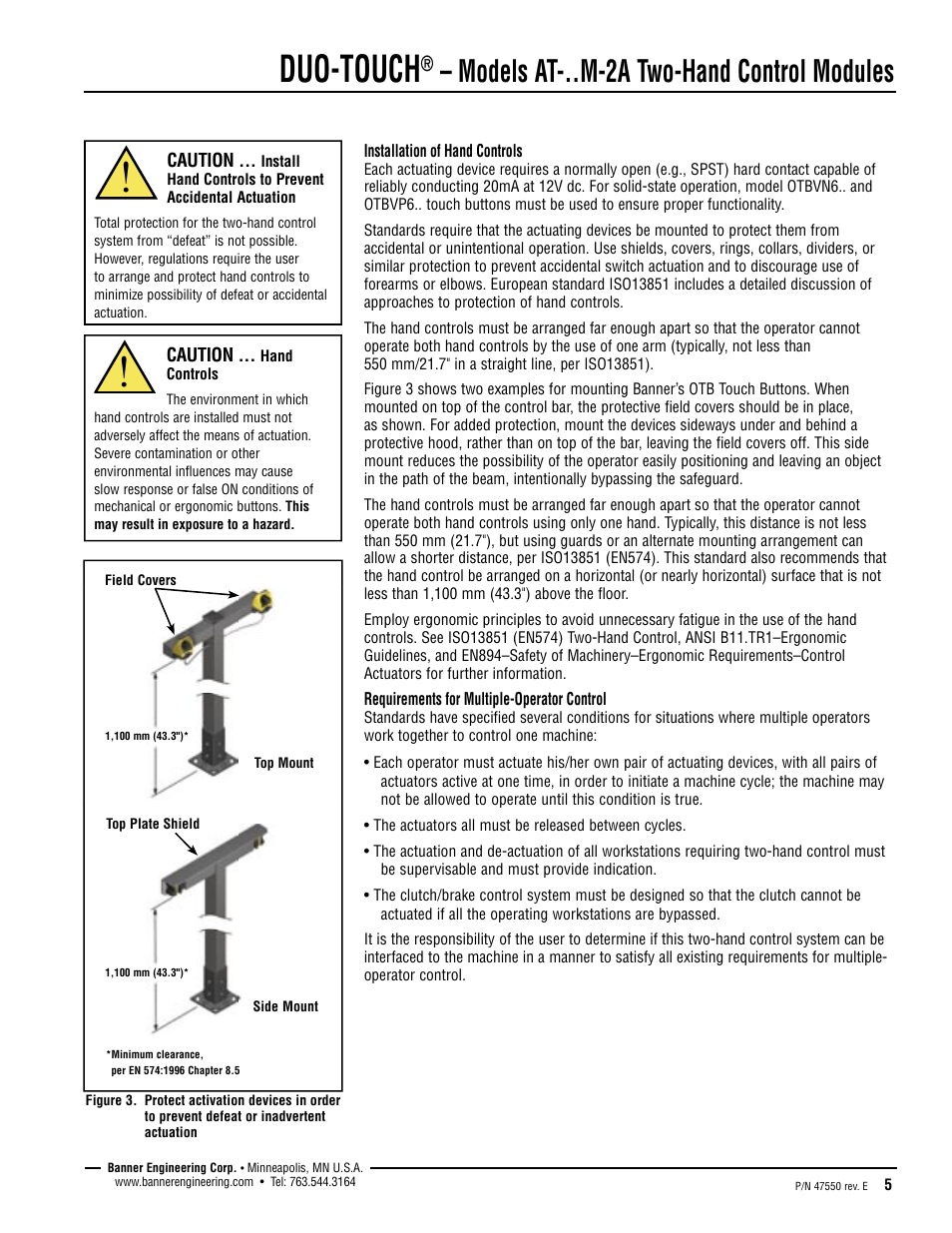 Duo-touch, Models at-..m-2a two-hand control modules | Banner DUO-TOUCH Two-Hand Control Modules User Manual | Page 5 / 12