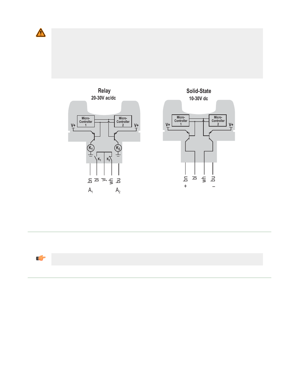 Solid-state, Bn bl, Bn bl yl wh bu wh bu | Relay, Repairs, Specifications | Banner DUO-TOUCH Run Bar with STB Buttons User Manual | Page 7 / 11