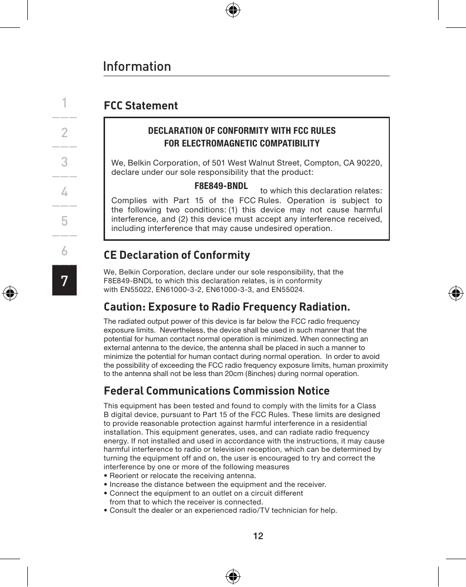 Information | Belkin WIRELESS P74775 User Manual | Page 16 / 68
