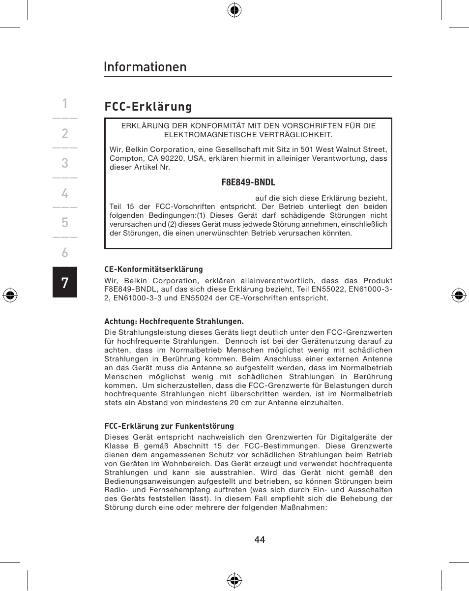 Informationen | Belkin WIRELESS P74775 User Manual | Page 48 / 68