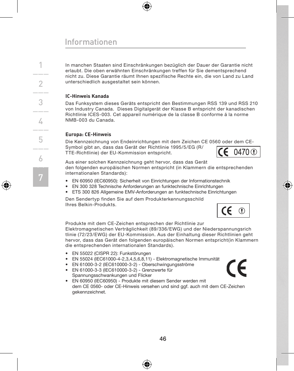 Informationen | Belkin WIRELESS P74775 User Manual | Page 50 / 68