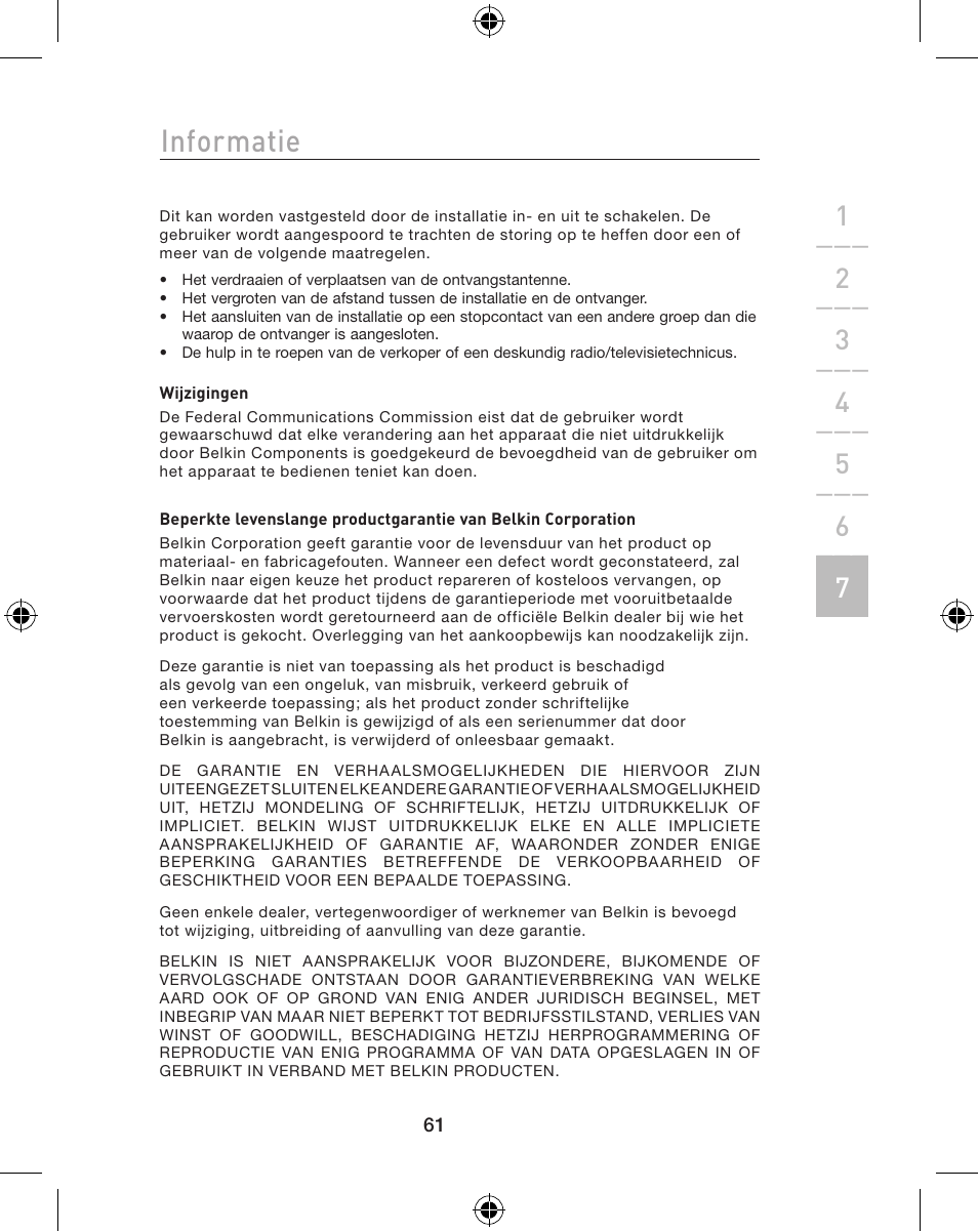 Informatie | Belkin WIRELESS P74775 User Manual | Page 65 / 68