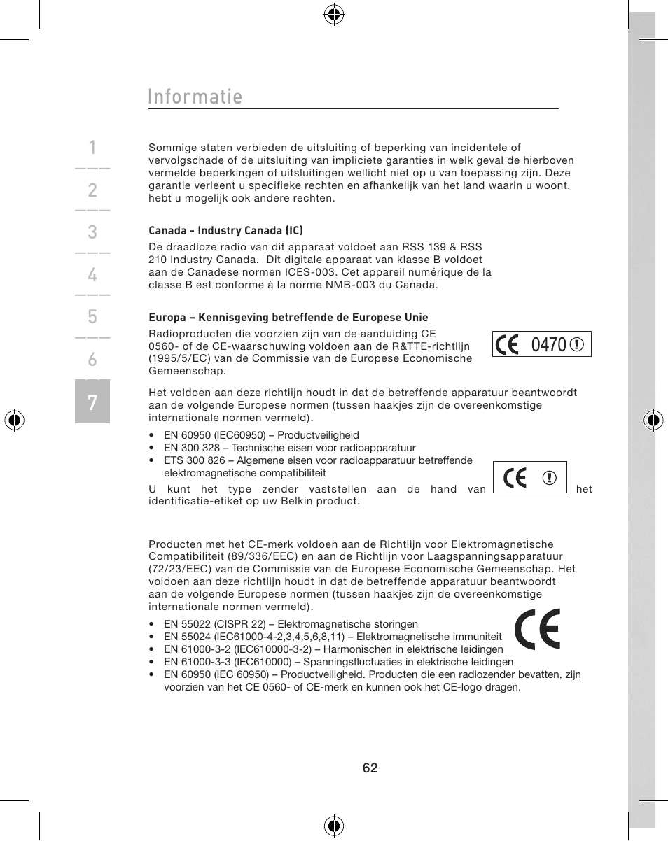 Informatie | Belkin WIRELESS P74775 User Manual | Page 66 / 68