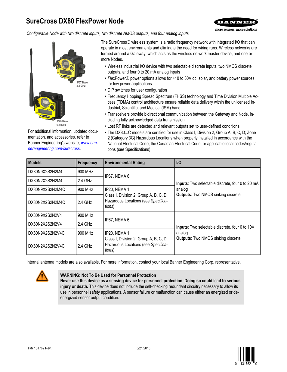 Banner SureCross DX80 Wireless Networks User Manual | 8 pages