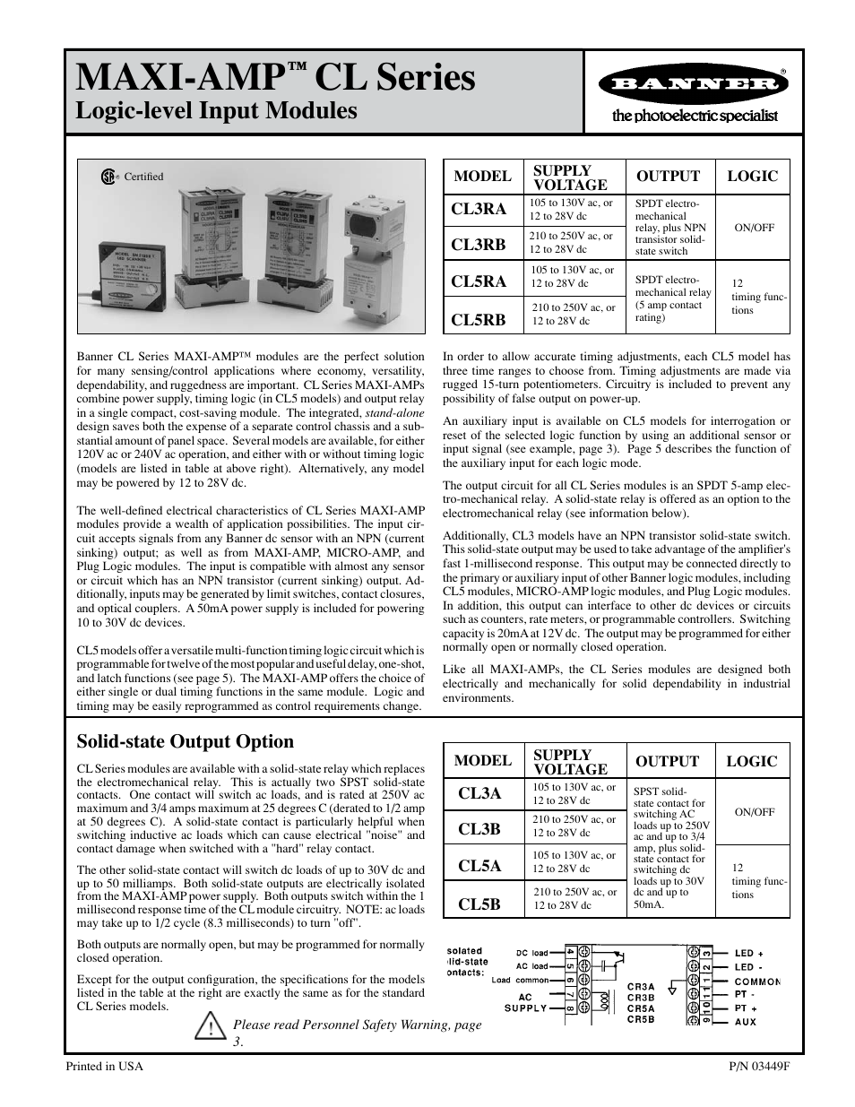 Banner MAXI-AMP Series User Manual | 7 pages