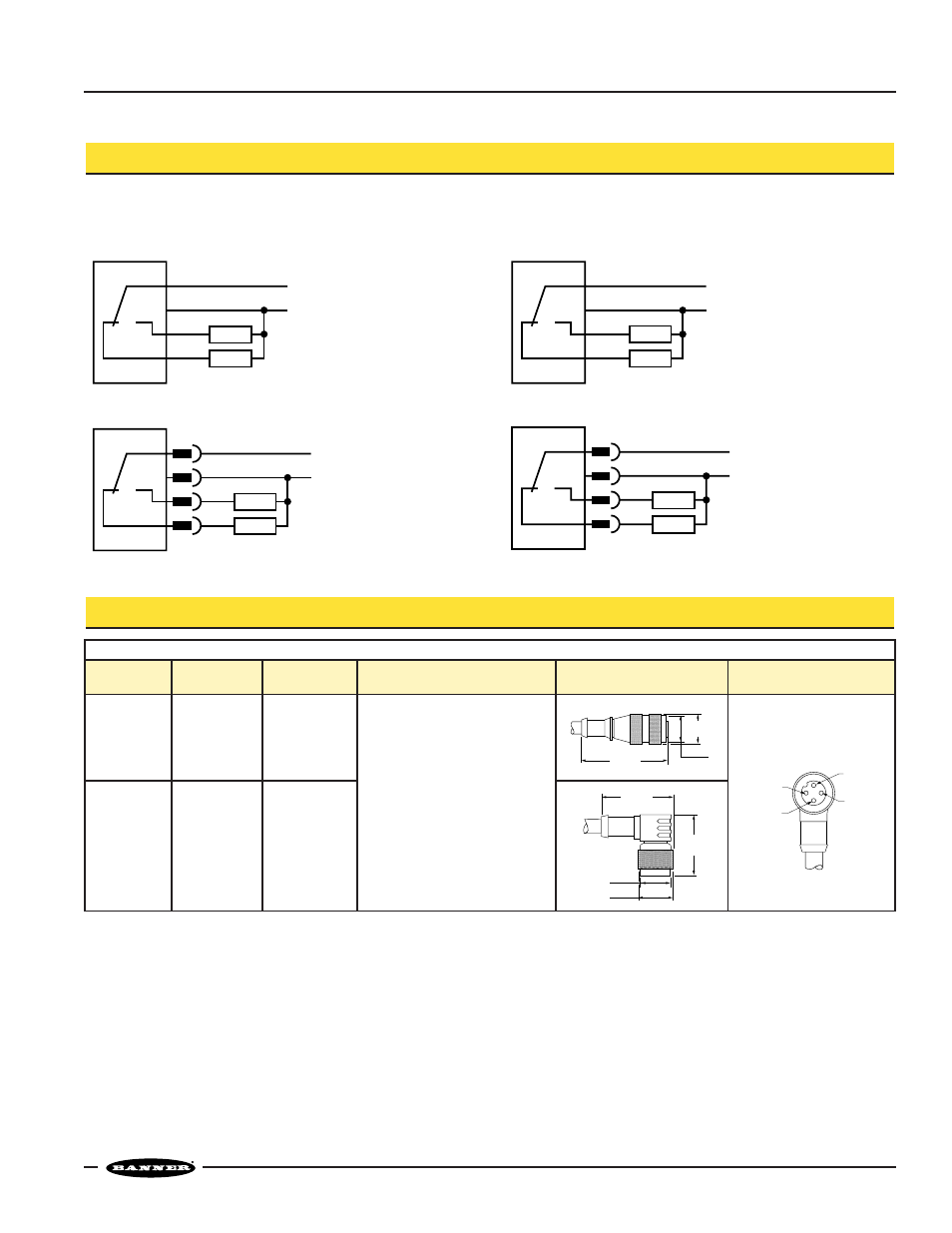 Qmt42 series long-range diffuse sensors, Qmt42dx hookups quick-disconnect (qd) cables | Banner QMT42 Series User Manual | Page 3 / 4