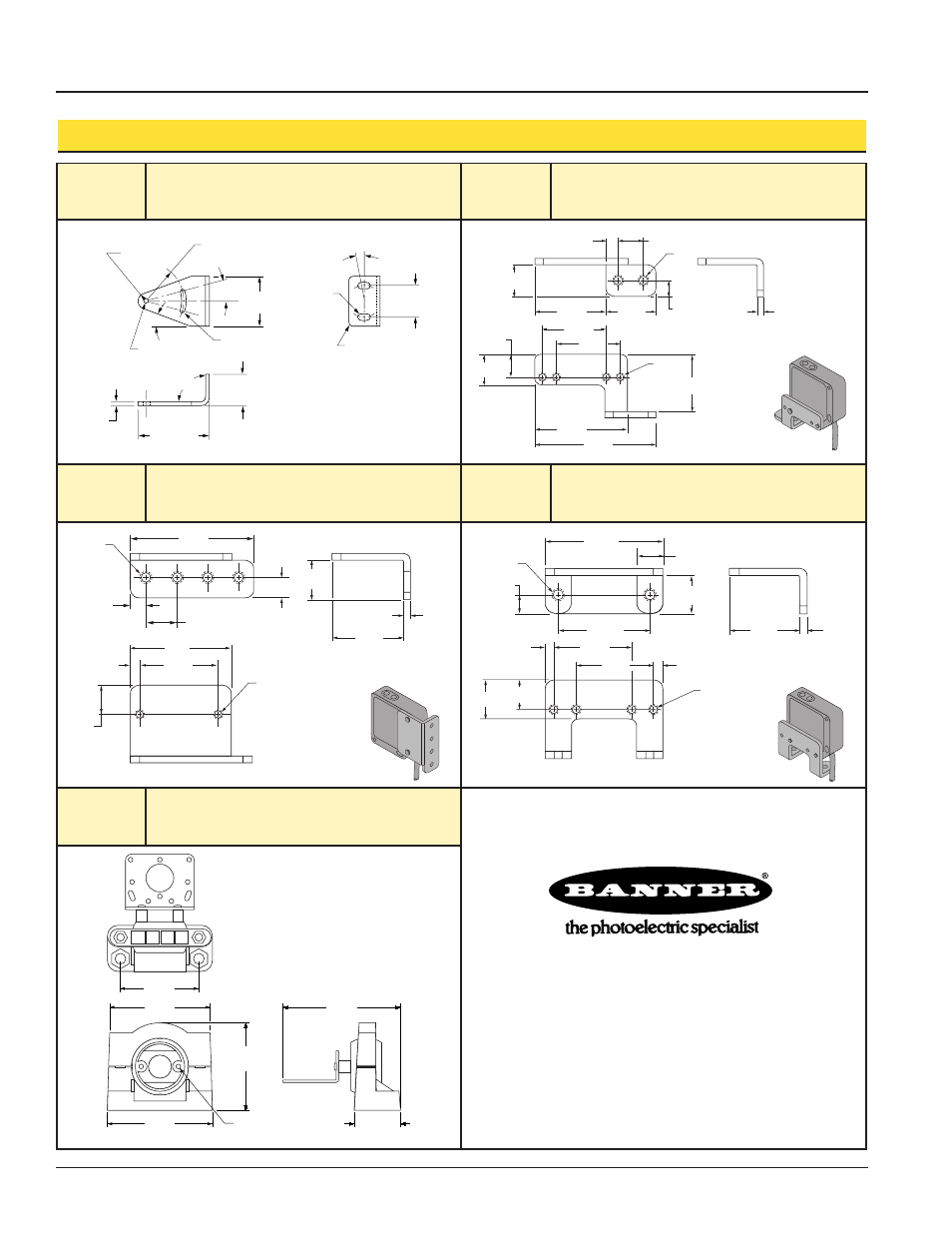 Qmt42 series long-range diffuse sensors, Qmt42 mounting brackets, Smb42l smb42u | 13 gauge • stainless steel and pbt polyester | Banner QMT42 Series User Manual | Page 4 / 4