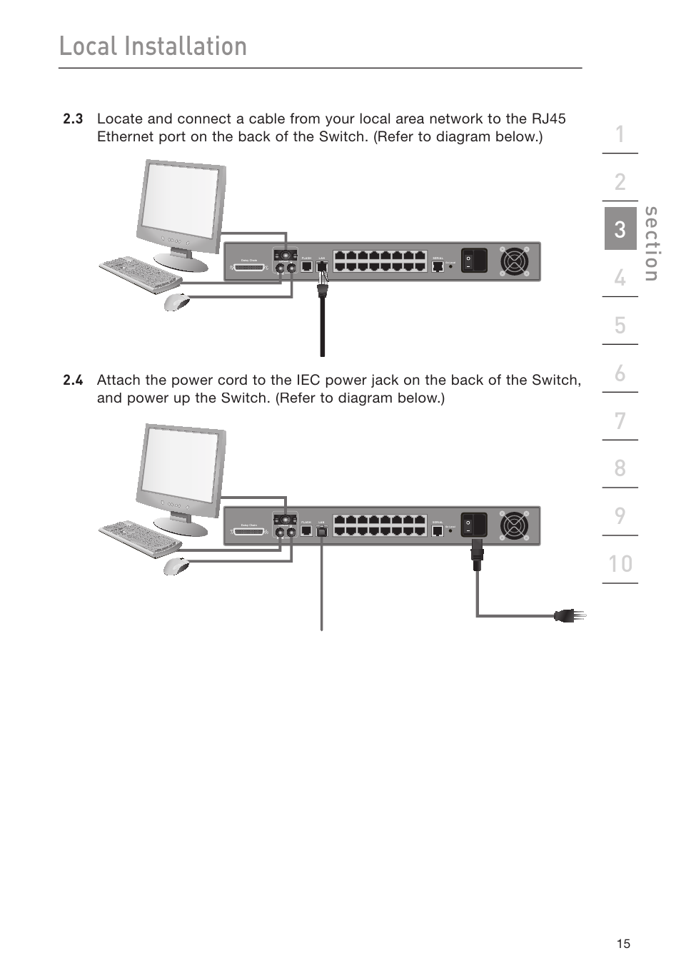 Local installation, Se ct io n | Belkin F1DP116Gea User Manual | Page 19 / 84