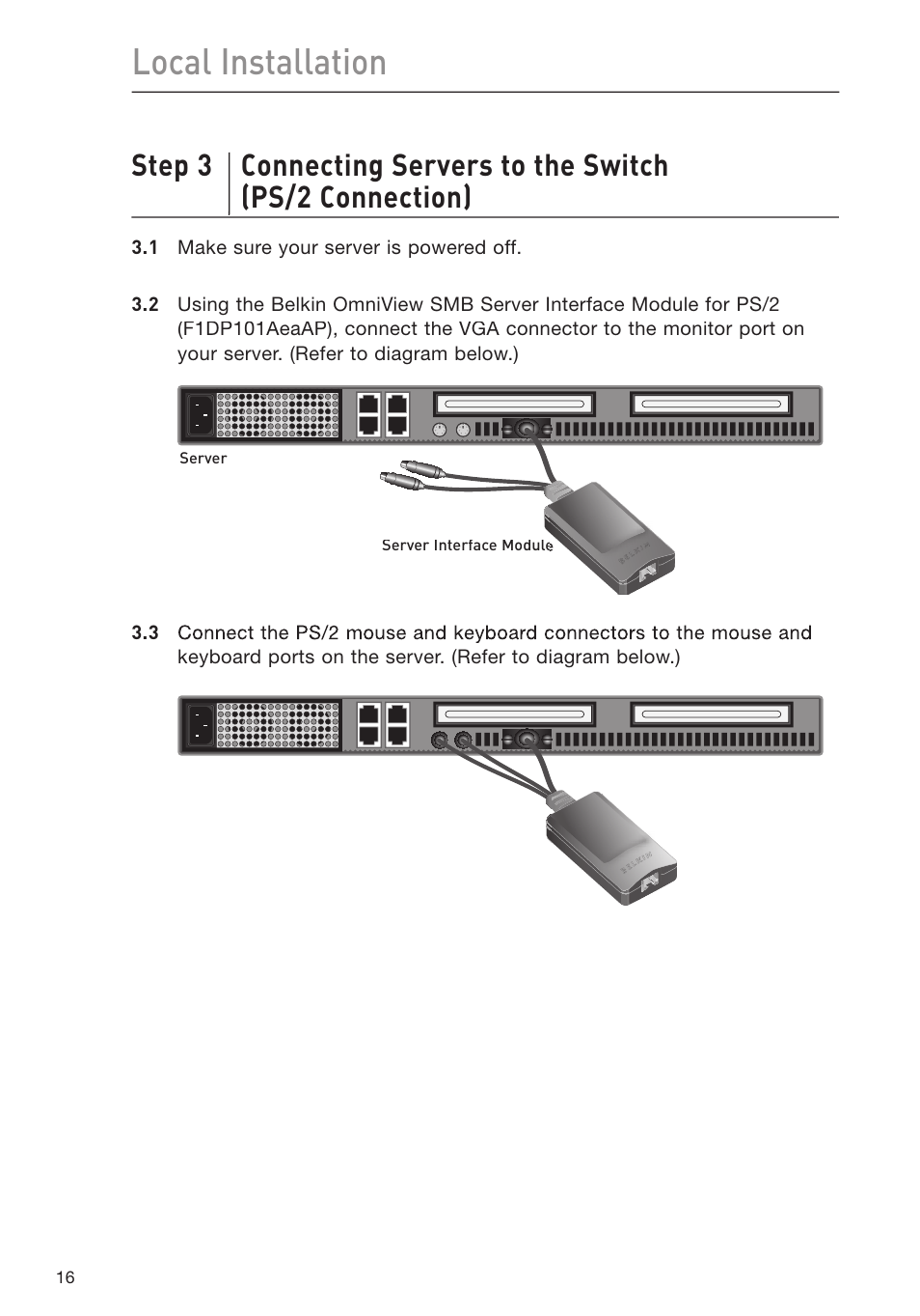 Local installation | Belkin F1DP116Gea User Manual | Page 20 / 84