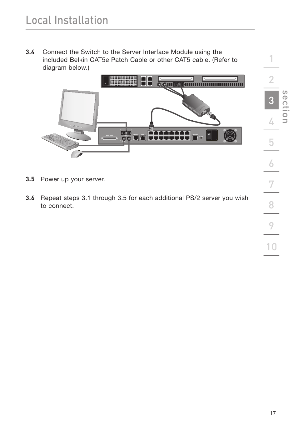 Local installation, Se ct io n | Belkin F1DP116Gea User Manual | Page 21 / 84