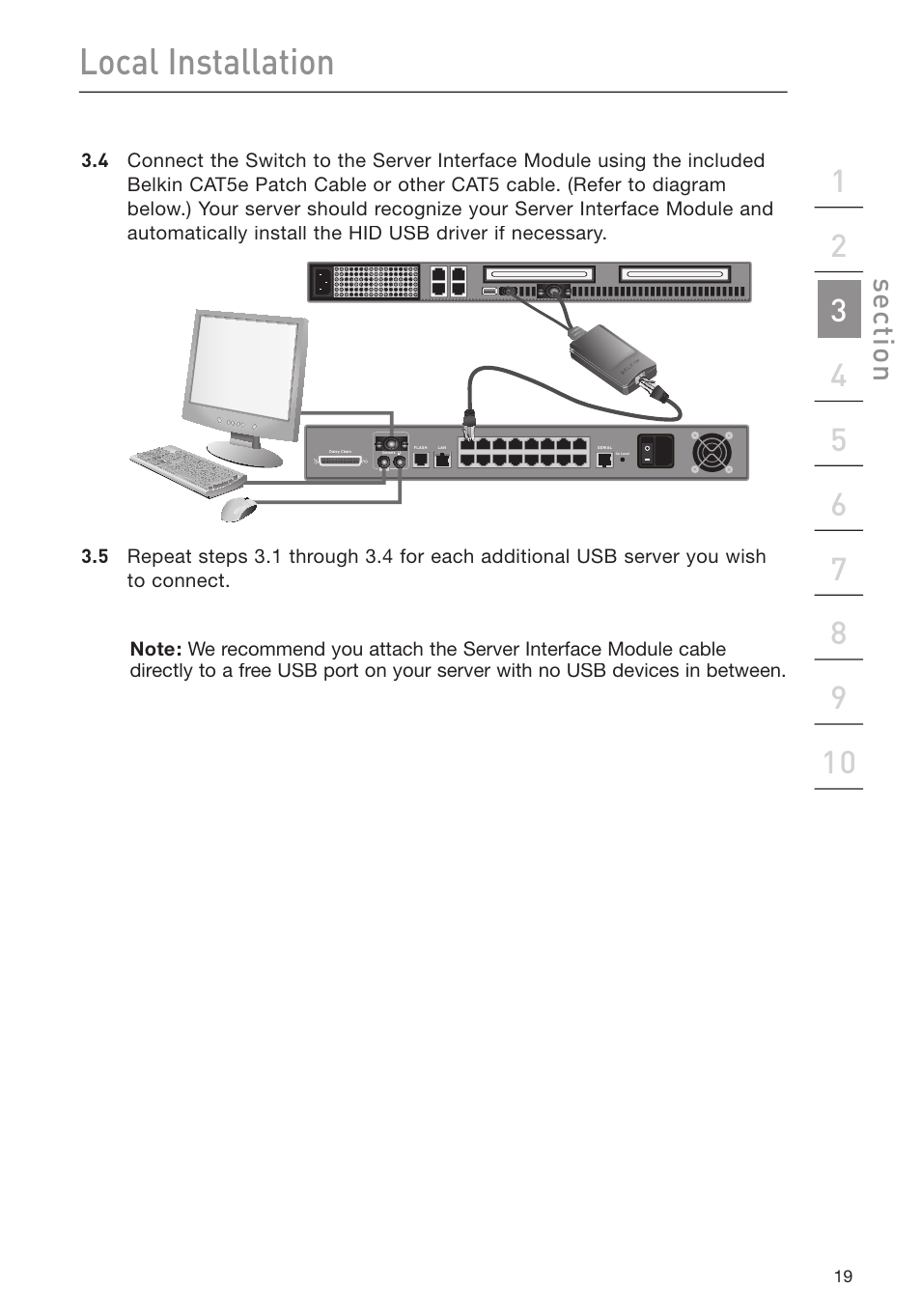 Local installation, Se ct io n | Belkin F1DP116Gea User Manual | Page 23 / 84