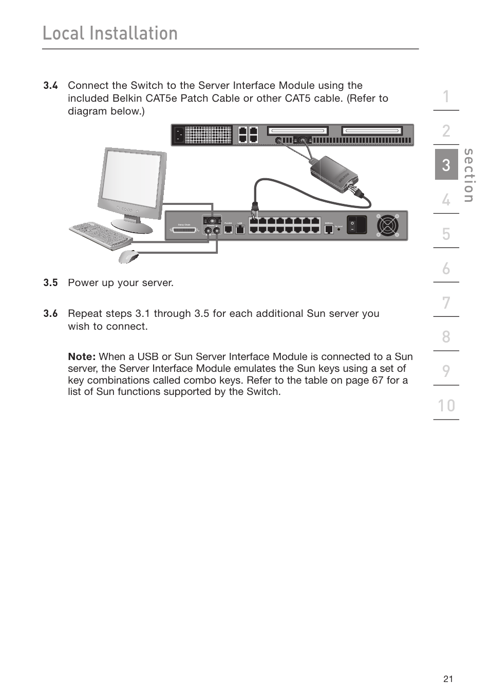 Local installation, Se ct io n | Belkin F1DP116Gea User Manual | Page 25 / 84