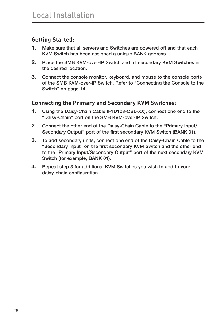 Local installation | Belkin F1DP116Gea User Manual | Page 30 / 84