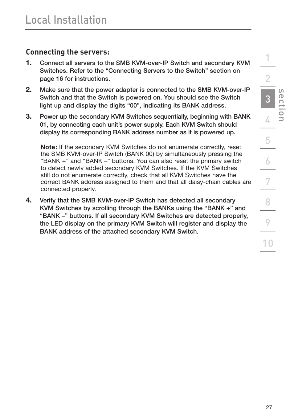 Local installation, Se ct io n | Belkin F1DP116Gea User Manual | Page 31 / 84