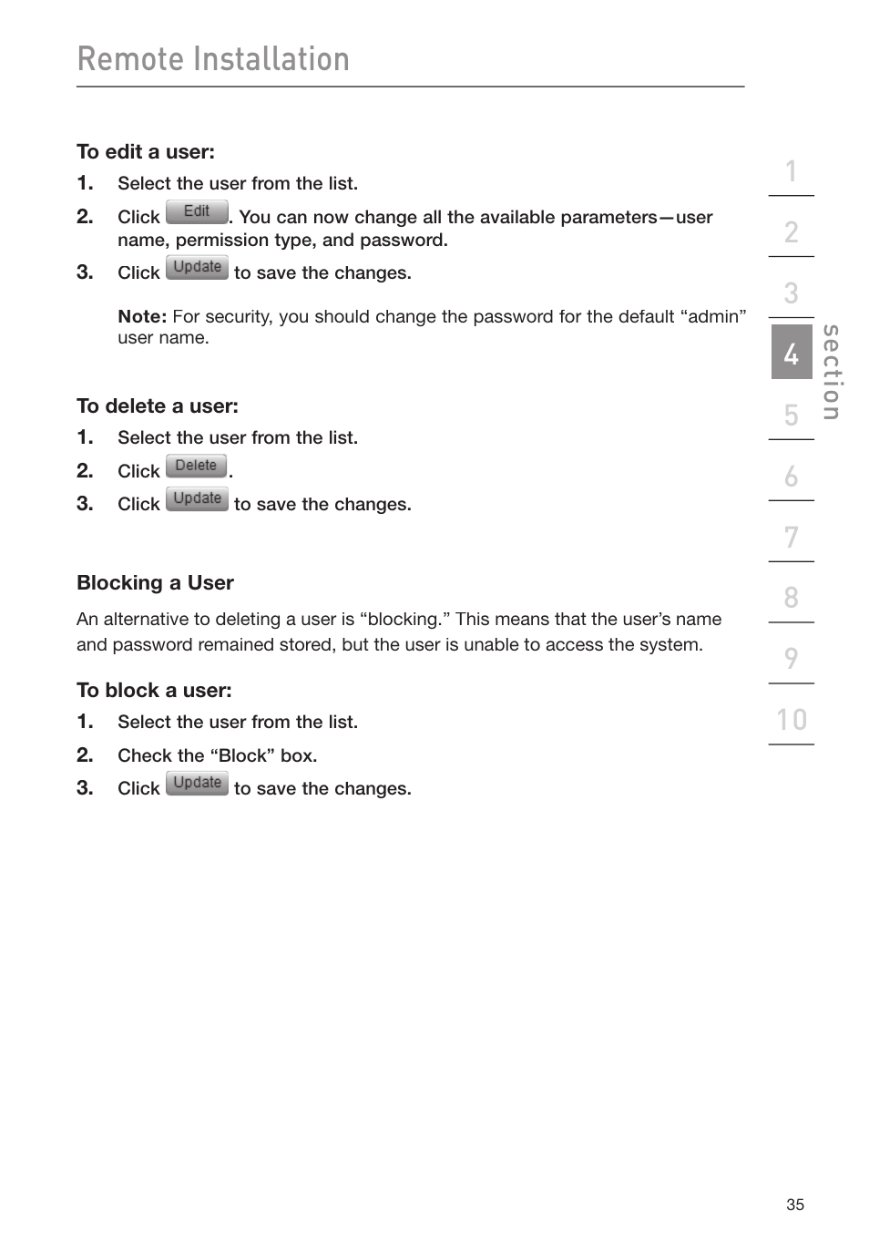 Remote installation, Se ct io n | Belkin F1DP116Gea User Manual | Page 39 / 84