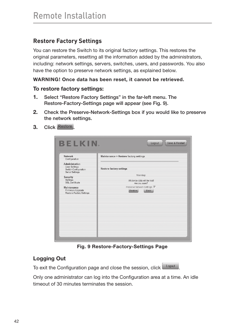 Remote installation | Belkin F1DP116Gea User Manual | Page 46 / 84