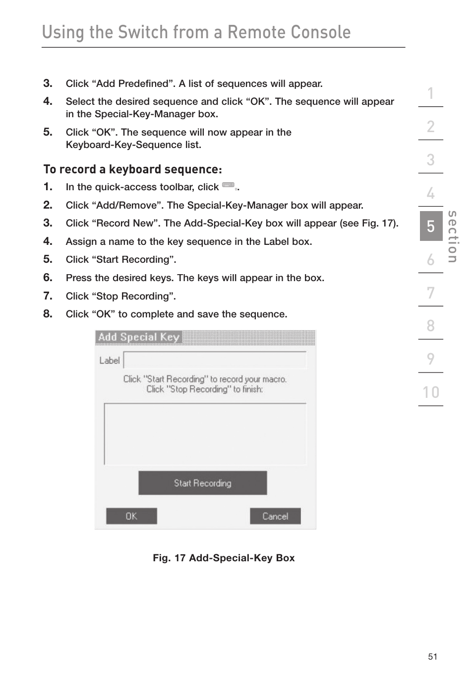 Using the switch from a remote console, Se ct io n | Belkin F1DP116Gea User Manual | Page 55 / 84