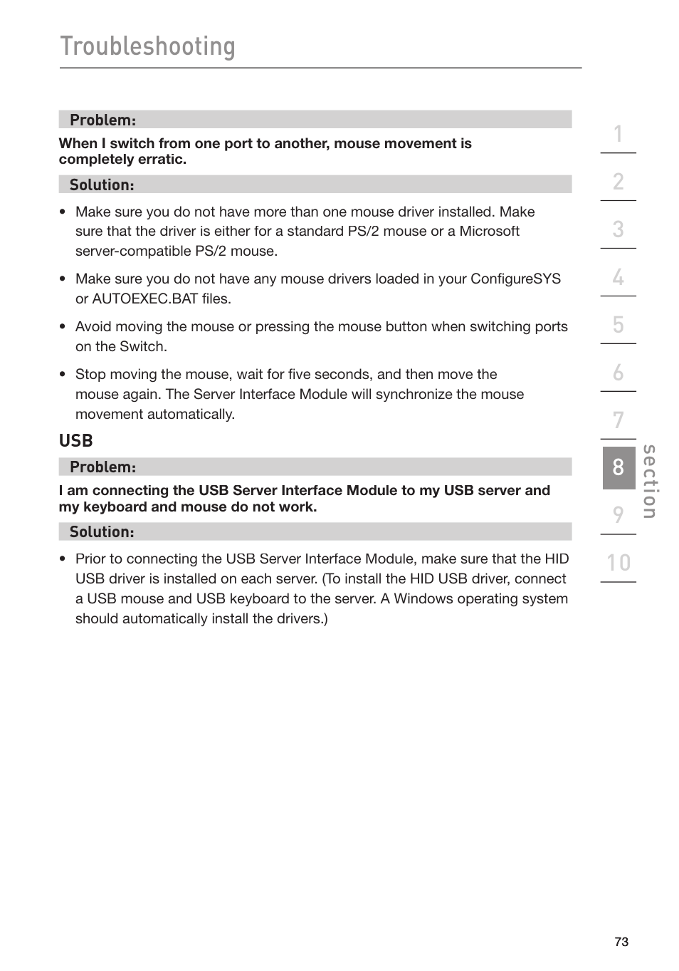 Troubleshooting, Se ct io n | Belkin F1DP116Gea User Manual | Page 77 / 84