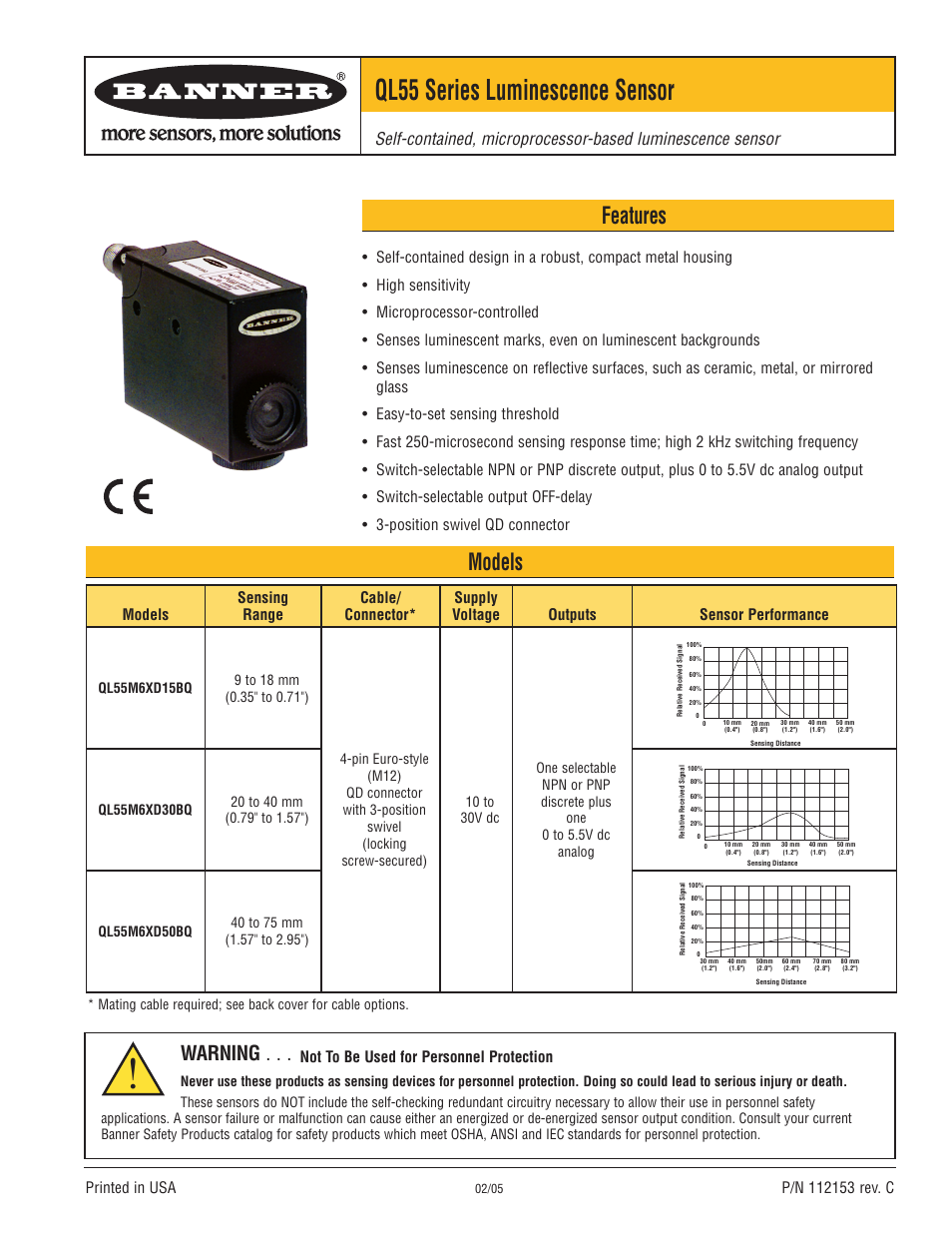 Banner QL55 Series User Manual | 8 pages