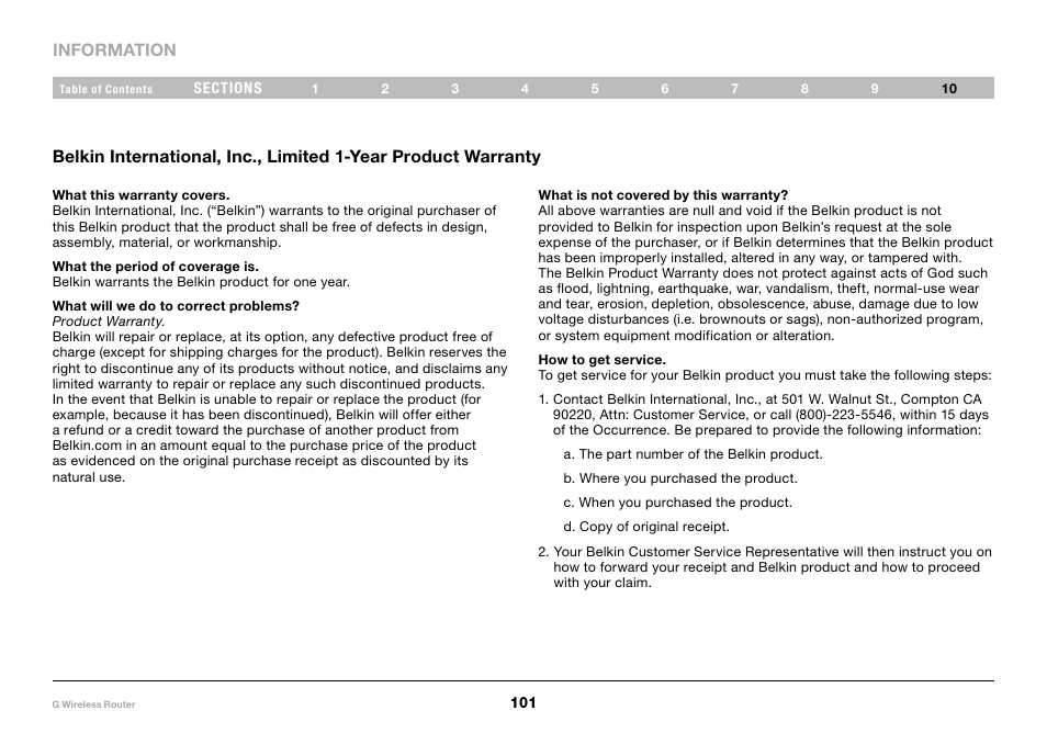 Belkin PM01110-A User Manual | Page 103 / 105