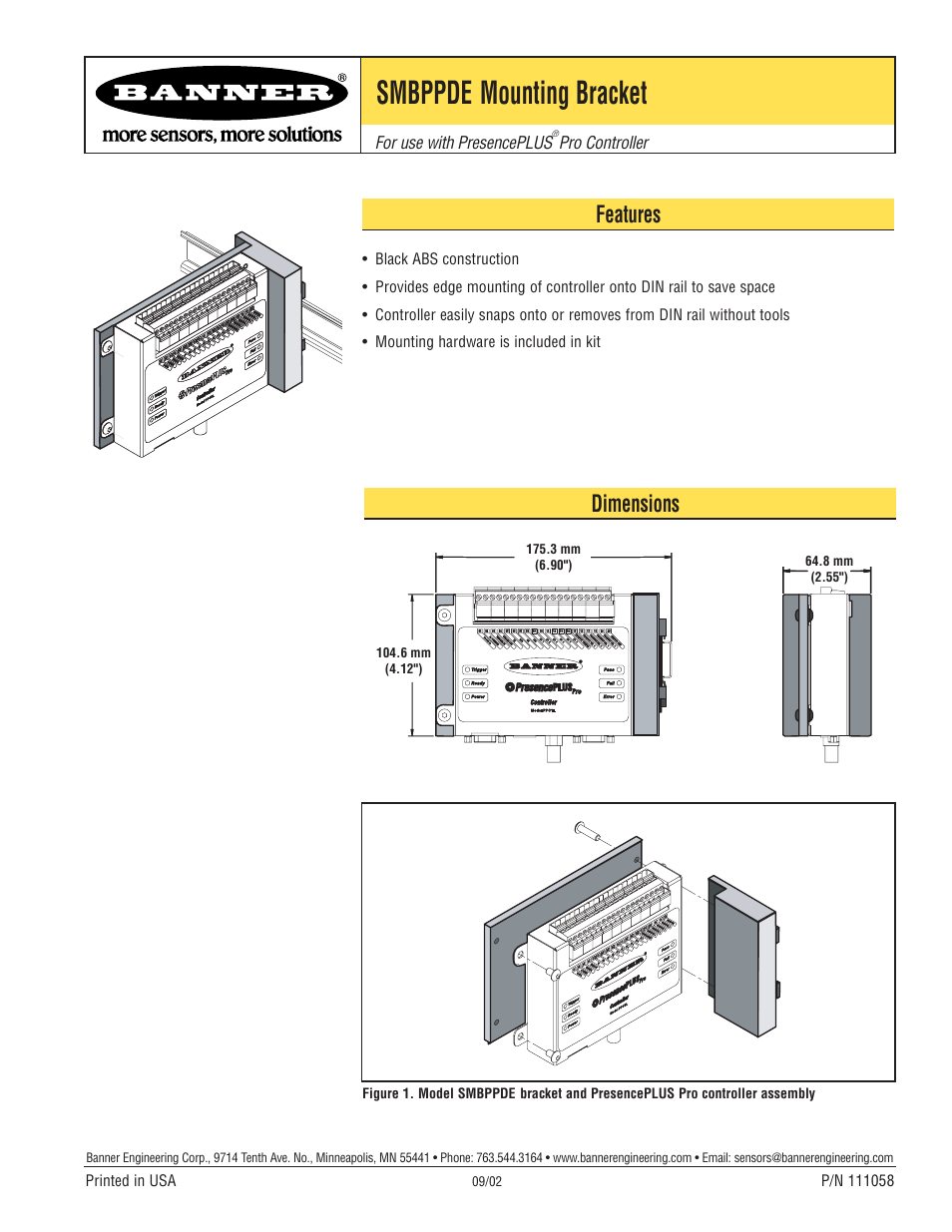 Banner Vision Brackets User Manual | 1 page