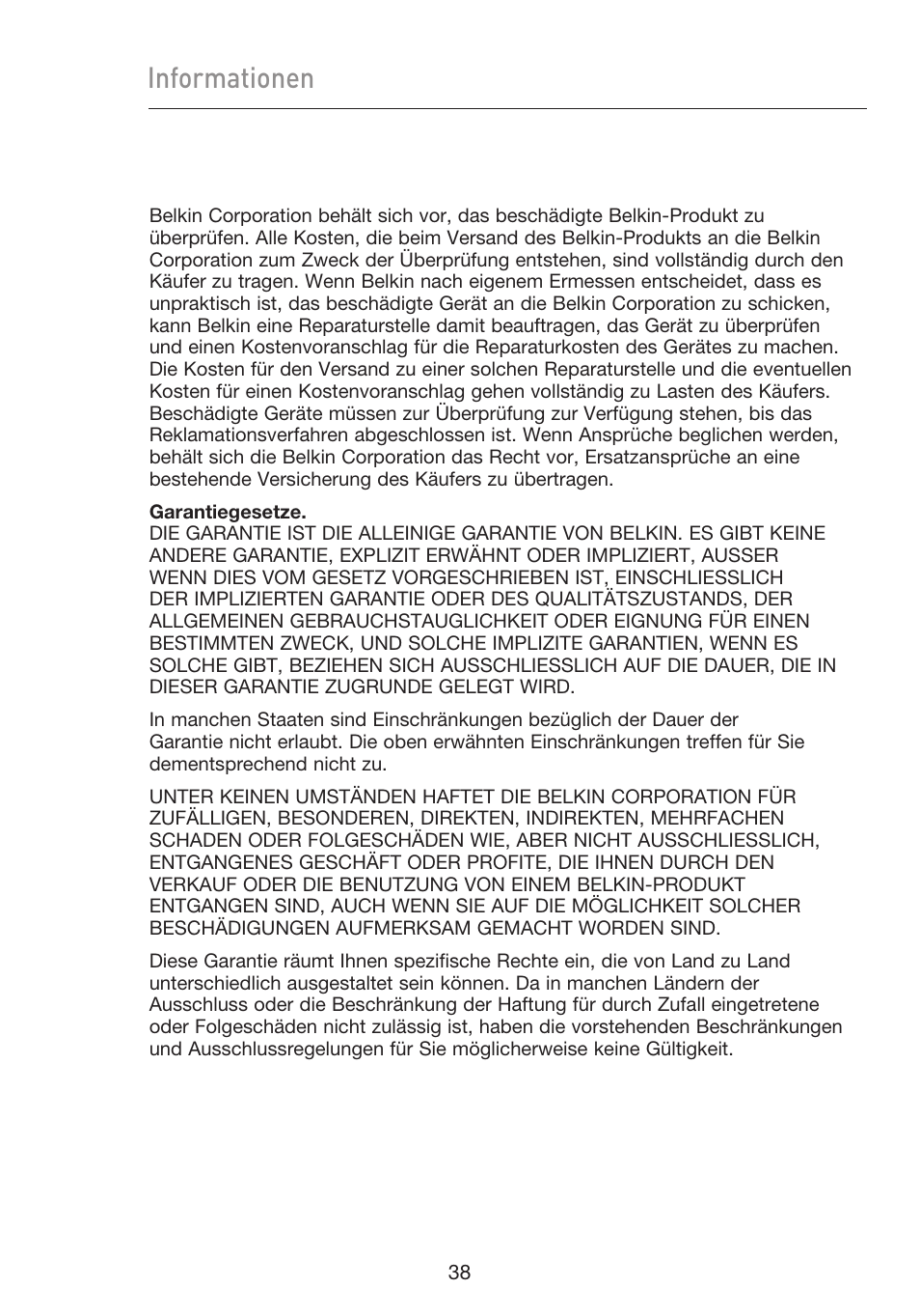 Informationen | Belkin F5D9050UK User Manual | Page 124 / 251