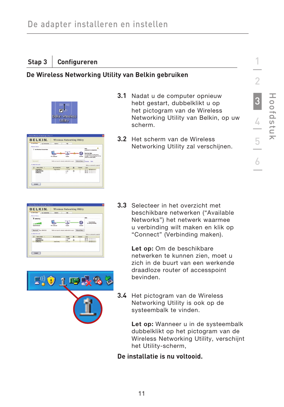 De adapter installeren en instellen, Hoo fd st u k | Belkin F5D9050UK User Manual | Page 139 / 251