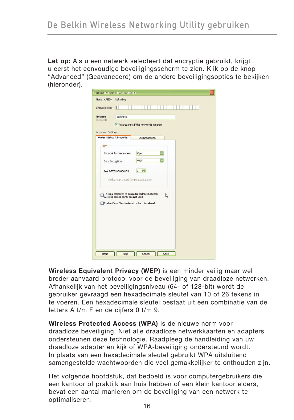 De belkin wireless networking utility gebruiken | Belkin F5D9050UK User Manual | Page 143 / 251